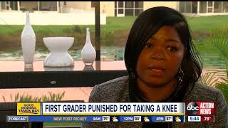 First grader told to stand after taking a knee during Pledge of Allegiance [upl. by Surad469]