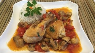 POLLO SALTADO CON CHAMPIÑONES DELICIOSA RECETA [upl. by Atrebla]