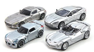 Transformers Studio series Sliver Color Jazz Sideswipe Soundwave Cogman 4 Vehicles Car Robot Toys [upl. by Atekin633]