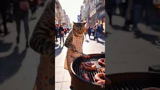 Meow Star sells grilled sausages Cute cats are the shopkeepers Delicious grilled sausages Cat [upl. by Nellda617]