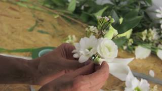 How make a wrist corsage  Wedding Flowers Tutorials and Workshops by Campbells Flowers amp Design [upl. by Dorcia]