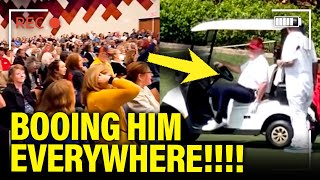 Trump RUNS TO GOLF and GETS BOOED EVERYWHERE [upl. by Fergus718]