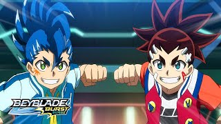 Hyuga and Lain vs Hikaru and Aiger  Beyblade Burst Surge  Disney XD [upl. by Onahpets]