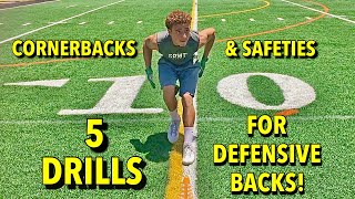 5 DRILLS FOR DEFENSIVE BACK SKILLS FOR CORNERBACKS AND SAFETIES [upl. by Elwin]