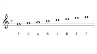 F Major Scale and Key Signature on Treble Clef  The Key of F Major [upl. by Karame]