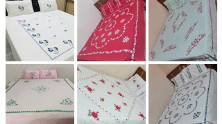 Hand Embroidery Bed sheet design New Chadar Ka Phool 🌼🌼🌹🌹 [upl. by Canute]