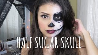 Easy Half Sugar Skull Makeup Tutorial [upl. by Epilef]