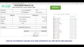 automate Microsoft Excel Company Payroll generate employee pay slip PDF with VBA Macros Hindi Urdu [upl. by Ayhdnas]