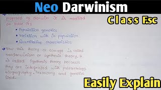 Neo Darwinism The Modern Evolutionary Synthesis  MDCAT 2023  Class 12 Biology [upl. by Rosalind]