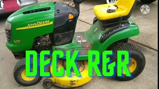 How to Level the Mower Deck  John Deere 100 Series Lawn Tractor [upl. by Chouest]