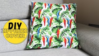 EASY ZIPPERED CUSHION COVER  DIY [upl. by Naujyt]