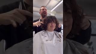 Curly Hair barbershop haircut scissors hairstyle topcutting content by bellzo0 [upl. by Neeloc]