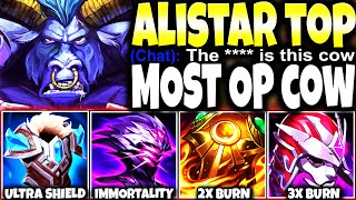 This is the MOST OP IMMORTAL ALISTAR TOP Build 3x BURN EFFECTS amp SHIELDS 🔥 LoL Alistar s13 Gameplay [upl. by Artap424]