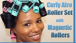 How to Roller Set Natural Hair Using Magnetic Rollers  quotCurly Afro Spiral Curlsquot [upl. by Vinaya]