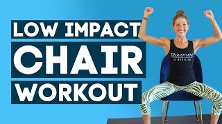 30 Min Low Impact Chair Workout  Seated Fitness Class FULLBODY WORKOUT [upl. by Aihsenad]