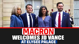 French Prez Macron meets US Vice President JD Vance at Elysée Palace for working lunch Paris [upl. by Karlik]