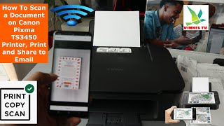 How To Scan a Document on Canon Pixma TS3450 Printer Print and Share to Email [upl. by Bokaj]