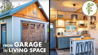 Garage Converted into AMAZING Modern Living Space  Tiny Home Tour [upl. by Ethelin283]