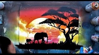 African sunset  Spray paint ART by Skech [upl. by Otsuj]