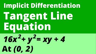 HOW TO FIND EQUATION OF TANGENT LINE WITH IMPLICIT DIFFERENTIATION [upl. by Nnagrom]