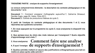 CRPE  Comment faire une analyse de supports pédagogiques  Un exemple en français [upl. by Anirahtak]