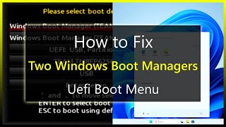 How to Fix Two Windows Boot Managers in Uefi Boot Menu [upl. by Erodavlas]