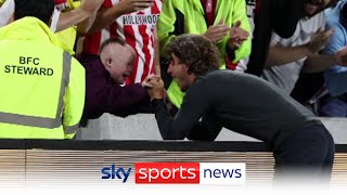 Thomas Frank sends message to young Brentford fan after heartwarming celebration [upl. by Cyrie]