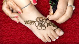 Beautiful mehndi design for feet  Simple and easy leg mehndi designs  feet mehndi designs [upl. by Adelle141]