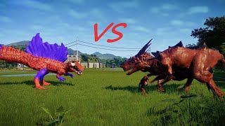 DEMONSAURUS VS SPİDEROxalaia VS SPİNOSAURUS İN JURASSİC WORLD EPİC BATTLE [upl. by Eshman295]