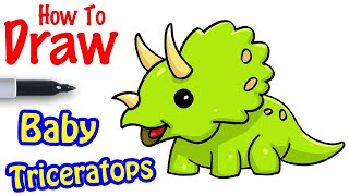 How to Draw Baby Triceratops Dinosaur [upl. by Arutnev]