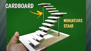 Making A modern Staircase Model  out of cardboard easy way [upl. by Dinse]