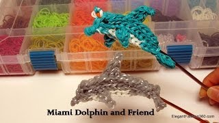 How to make DolphinMiami Dolphin Charm  Rainbow Loom Action Figure [upl. by Aniroc]