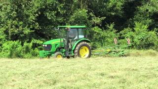 John Deere 5065M and a Krone KW 5524x7 T Tedder in Field Edge Mode Part 2 [upl. by Ethelyn]