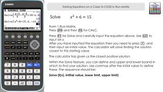 Solving Equations On A Casio fxCG50 in RunMatrix [upl. by Ylatfen]