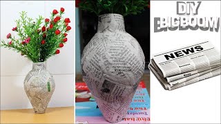 How to make Flower Vase with Newspaper step by step  2018  DBB [upl. by Horowitz]