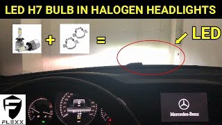 MERCEDES HOW TO PART 1 INSTALL H7 LED BULB amp RETAINER BRACKET IN HALOGEN HEADLIGHTS [upl. by Abdulla149]