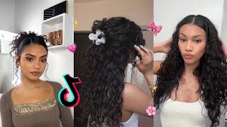 Easy and cute hairstyles for curly hair🎀 ￼ [upl. by Adnouqal]