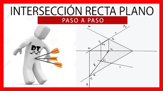 💪⚔ INTERSECCIÓN entre RECTA y PLANO en DIÉDRICO 😎 Ejercicios resueltos [upl. by Esilana]