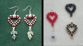 Easy Valentine Heart with Superduo beads video beading tutorial [upl. by Harwill]