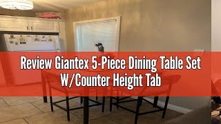 Review Giantex 5Piece Dining Table Set WCounter Height Table amp 4 Bar Stools Industrial Kitchen Di [upl. by Karin746]