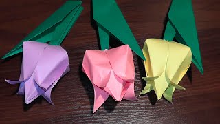 How to make a paper flower tulip easy ✿ Origami art tutorial [upl. by Nywrad]