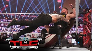 Roman Reigns splinters Kevin Owens with a Spear WWE TLC 2020 WWE Network Exclusive [upl. by Nnaoj348]