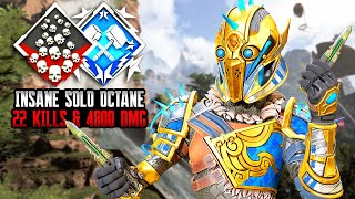 SOLO INSANE OCTANE 22 KILLS amp 4800 DAMAGE Apex Legends Gameplay [upl. by Azaleah]