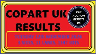 COPART UK AUCTION RESULTS FOR TUES 121124 [upl. by Imaon]