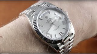 Rolex DayDate 40 WHITE GOLD 228239 Luxury Watch Review [upl. by Notnad]