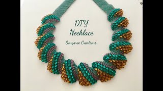 Flat Cellini Stitch Beaded Necklace  Super Easy Tutorial 👍🏻 [upl. by Namrej]