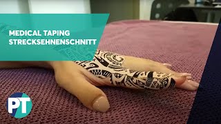 Medical Taping zur Heilung nach einem Strecksehnenschnitt am Zeigefinger  PhysioTape [upl. by Enigroeg]