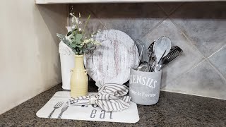 DIY KITCHEN BACKSPLASH MAKEOVER WITH PAINT  COUNTERTOP STYLING [upl. by Llewellyn864]