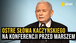 Jarosław Kaczyński ostro podczas konferencji przed Marszem Mówi o quotlewackich eksperymentachquot [upl. by Whiting591]