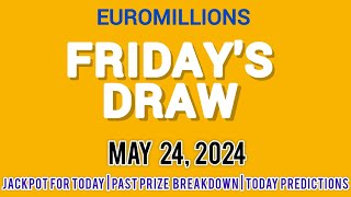 The National Lottery Euro Millions drawing for friday 24 May 2024 [upl. by Anwahsed324]